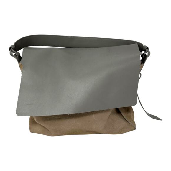 AllSaints Paradise Gray Leather Croc Embossed Shoulder Satchel Bag - Picture 1 of 9